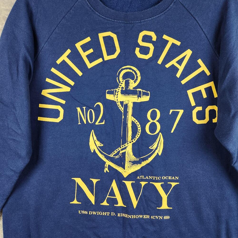 NAVY Sweatshirt Mens Medium Blue United States Anchor Graphic USS Eisenhower